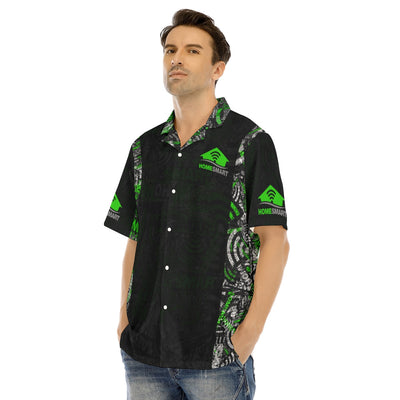 HomeSmart- Green All-Over Print Men's Hawaiian Shirt