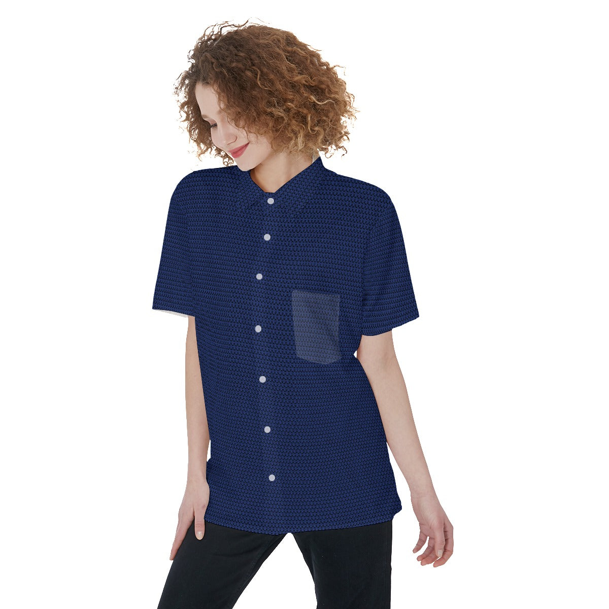 All-Over Print Women's Short Sleeve Shirt With Pocket