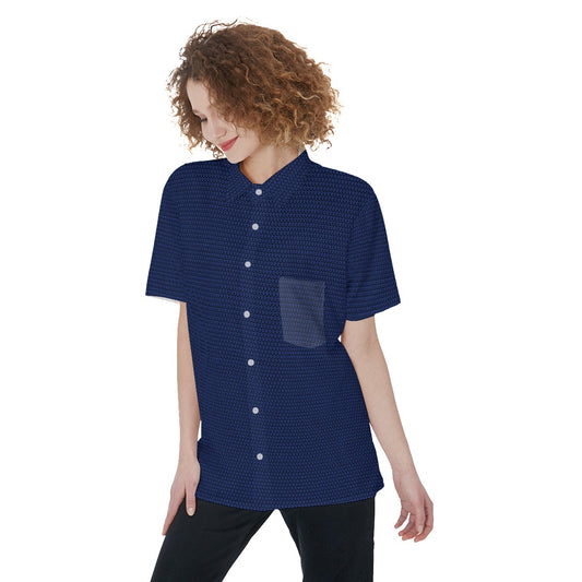 All-Over Print Women's Short Sleeve Shirt With Pocket