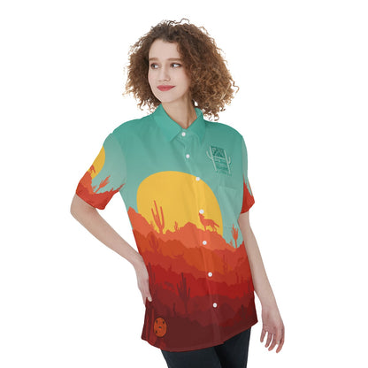 AiN LL-All-Over Print Women's Short Sleeve Shirt With Pocket