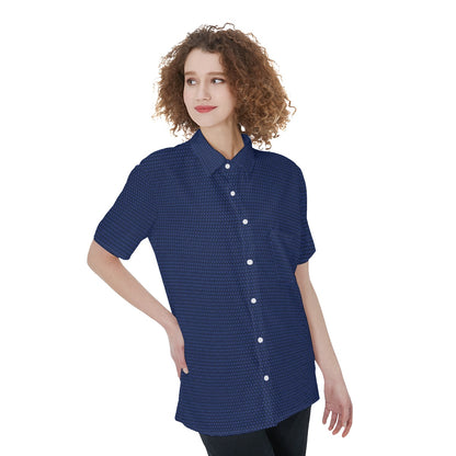 All-Over Print Women's Short Sleeve Shirt With Pocket