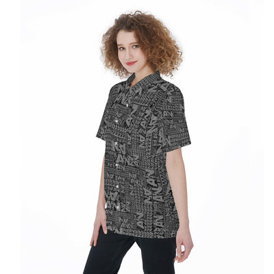 AiN-All-Over Print Women's Short Sleeve Shirt With Pocket