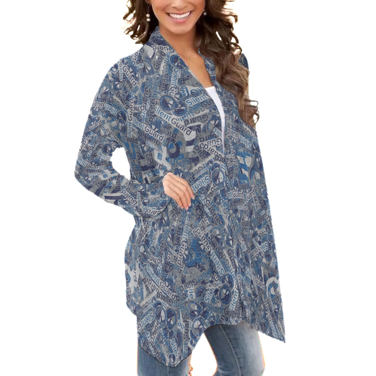 Silent Guard-All-Over Print Women's Cardigan With Long Sleeve