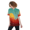 AiN LL-All-Over Print Women's Short Sleeve Shirt With Pocket