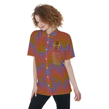 AiN LL23-All-Over Print Women's Short Sleeve Shirt With Pocket-14