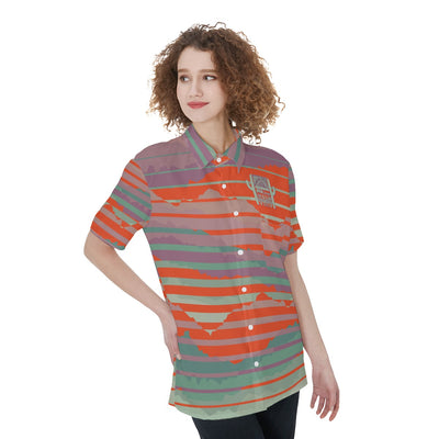 AiN LL23-All-Over Print Women's Short Sleeve Shirt With Pocket-22