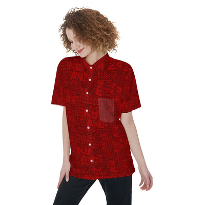 AiN-All-Over Print Women's Short Sleeve Shirt With Pocket