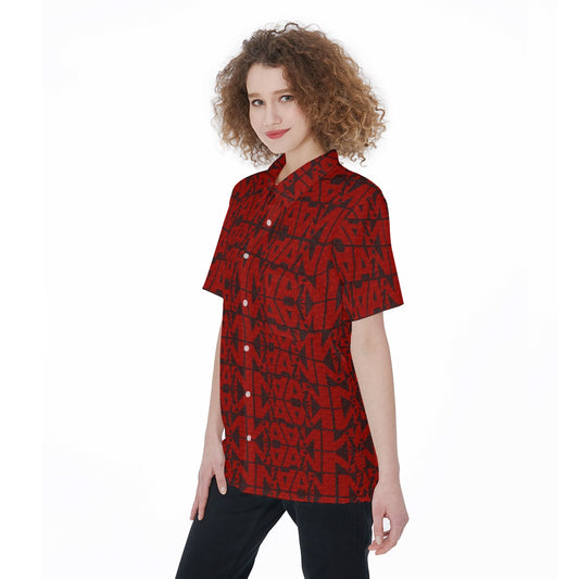 AAiN-ll-Over Print Women's Short Sleeve Shirt With Pocket