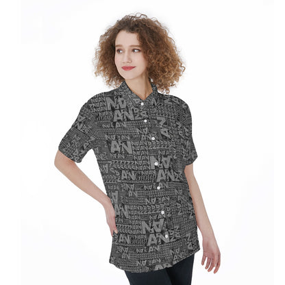 AiN-All-Over Print Women's Short Sleeve Shirt With Pocket