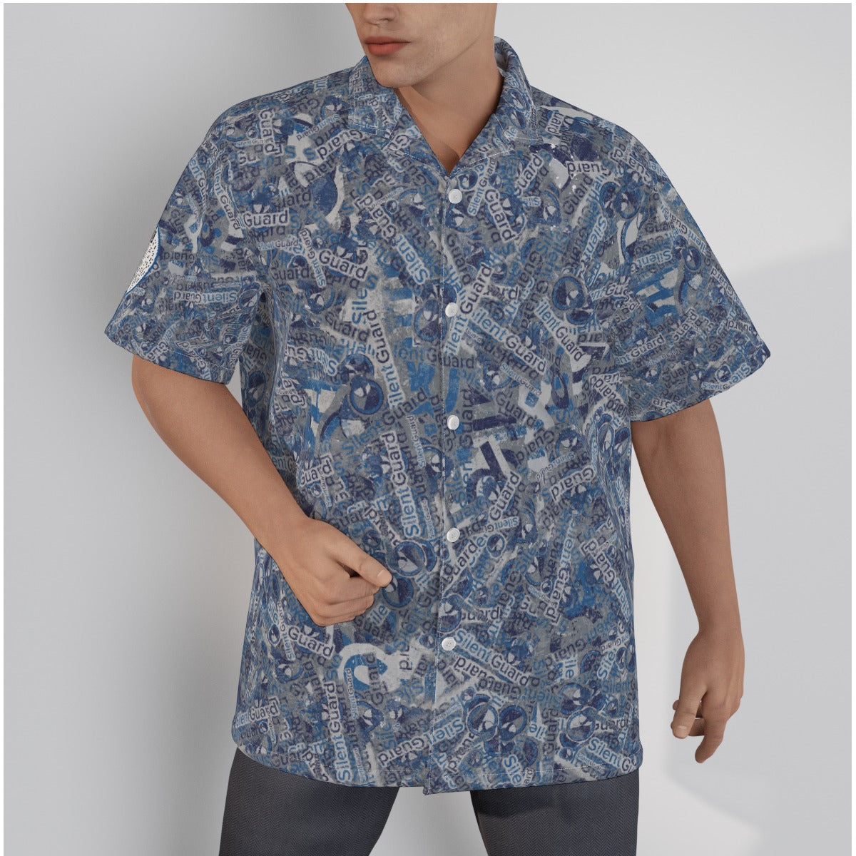 Silent Guard Collage QR-All-Over Print Men's Hawaiian Shirt