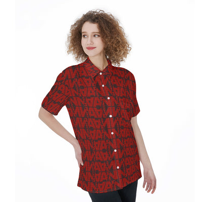 AAiN-ll-Over Print Women's Short Sleeve Shirt With Pocket