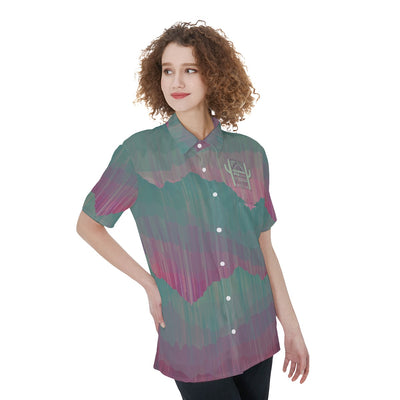 AiN LL23-All-Over Print Women's Short Sleeve Shirt With Pocket-23