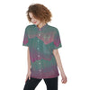 AiN LL23-All-Over Print Women's Short Sleeve Shirt With Pocket-23