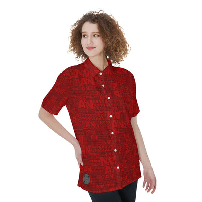 AiN-All-Over Print Women's Short Sleeve Shirt With Pocket